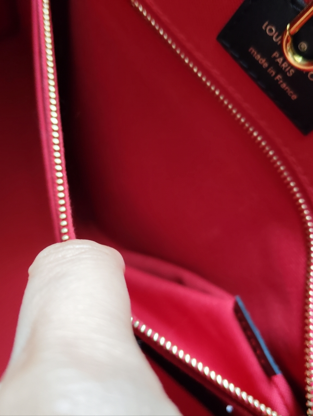 Louis Vuitton Monogram Canvas Tote with Red Interior and Black Straps - Picture 10 of 11